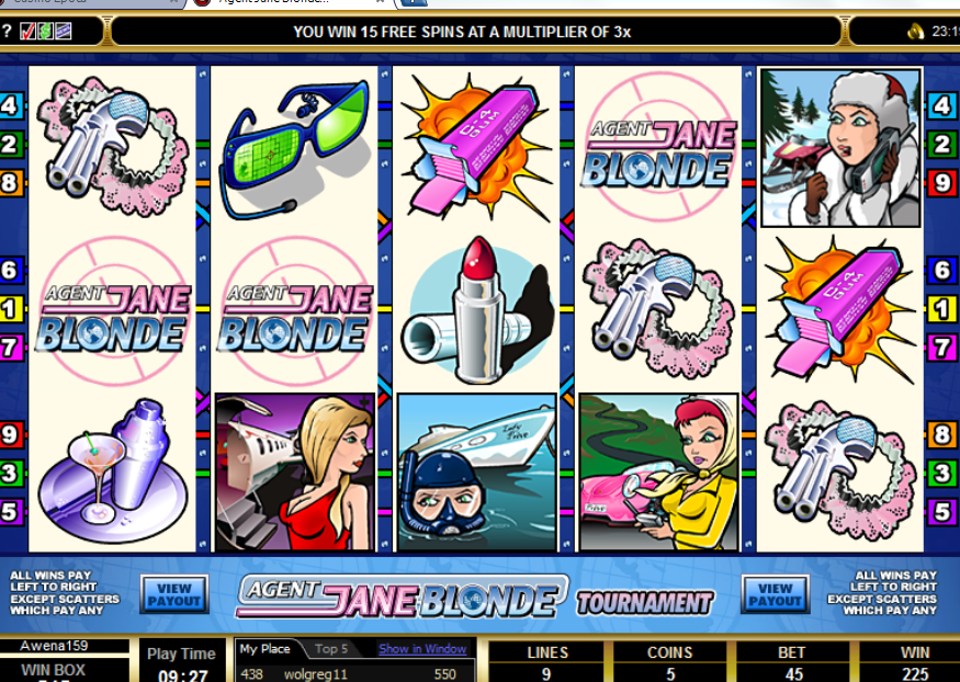 Agent Jane Blonde Online slots game screen