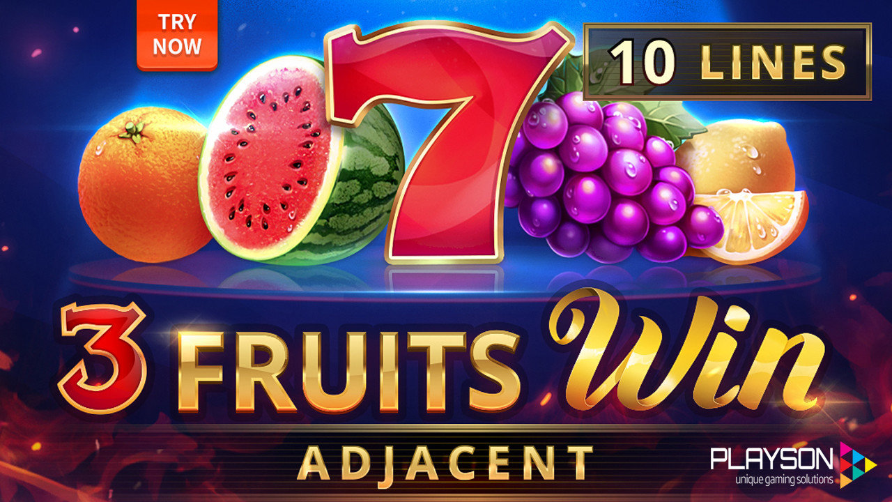 3 Fruit Wins: 10 Lines Adjacent Slot Logo