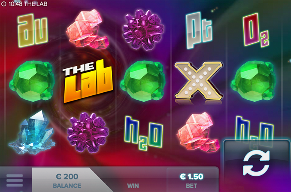 The Lab online slots game gameplay screen