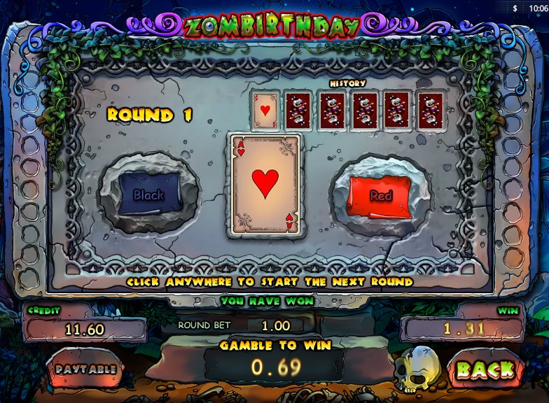 Zombirthday online slots game paytable info
