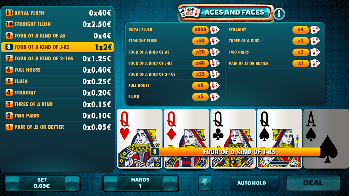 Aces and Faces Poker Card Game