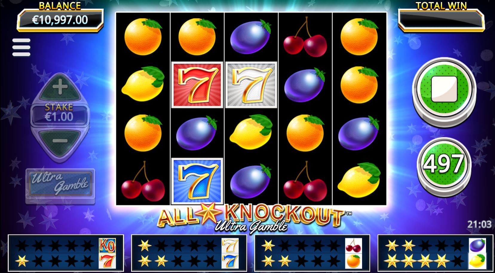 All Star Knockout Ultra Gamble Slot Game