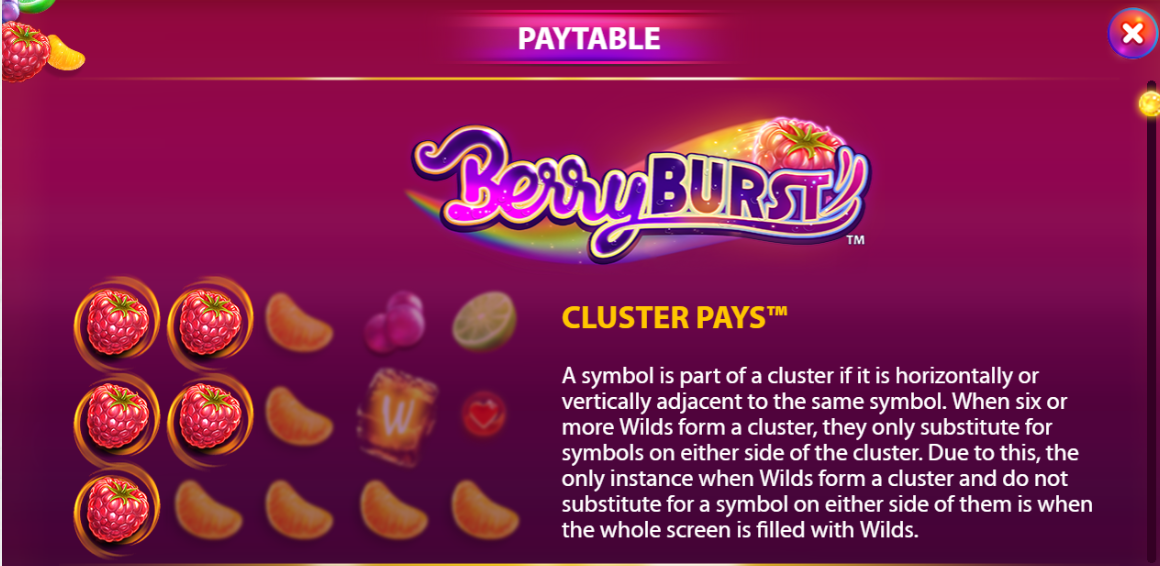 Berryburst Paytable