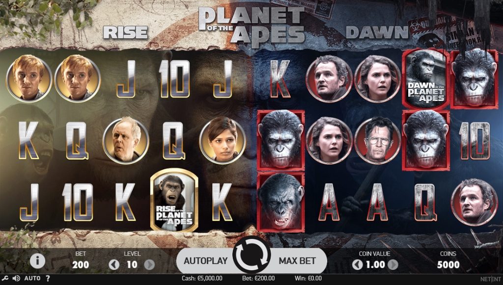 Planet of the Apes online slots game gameplay