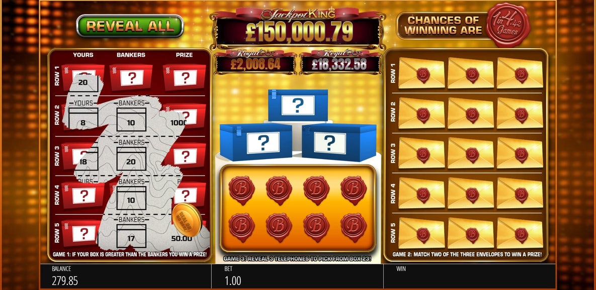 Deal or No Deal Scratchcard Gameplay