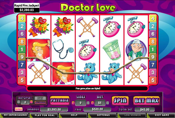 Dr Love online slots game paytable paylines info