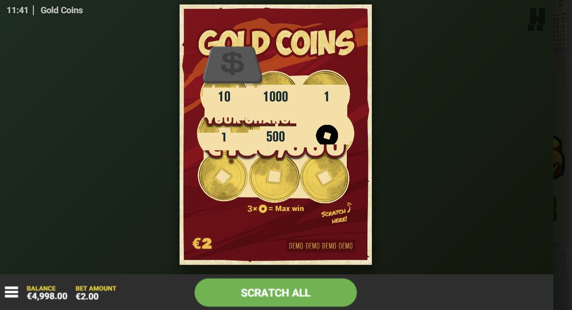 Gold Coins Scratch Gameplay