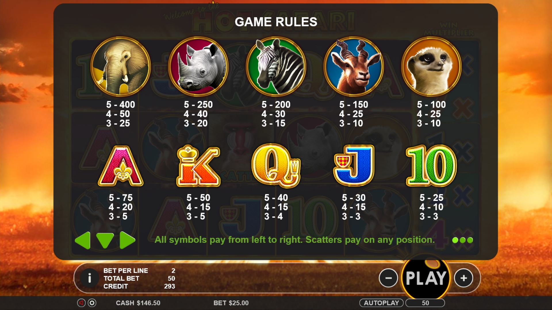 hot safari online slot game rules