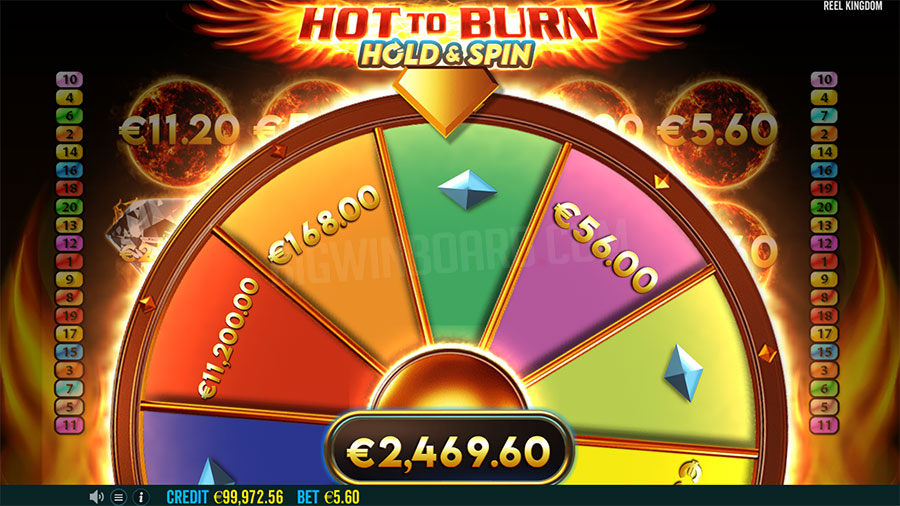 Hot To Burn Hold And Spin Slot Bonus Wheel