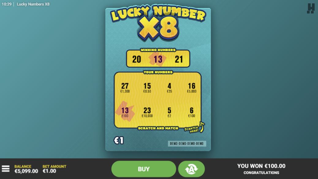 Lucky Number x8 Scratch Gameplay