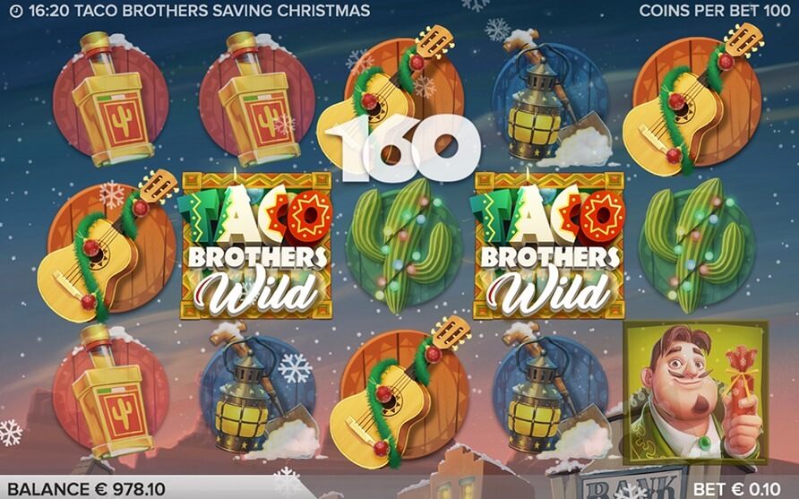 Taco Brothers Saving Christmas online slots game gameplay