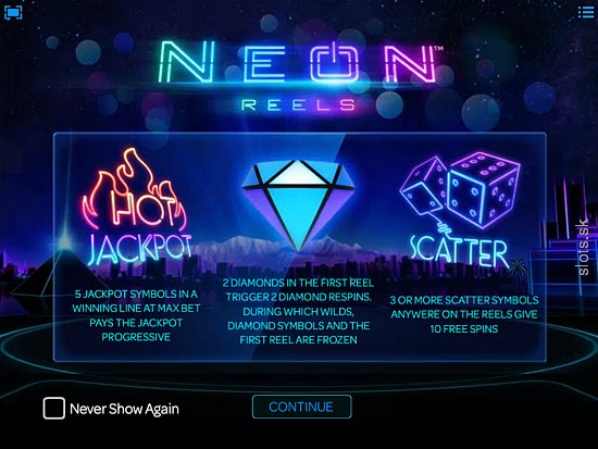 Neon Reels online slots game paytable info