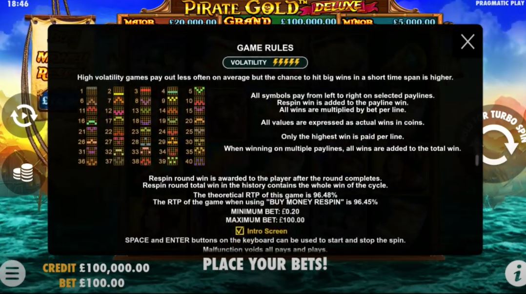 Pirate Gold Deluxe Slot Rules