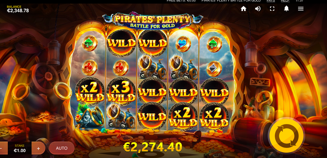 Pirates’ Plenty: Battle for Gold slots gameplay