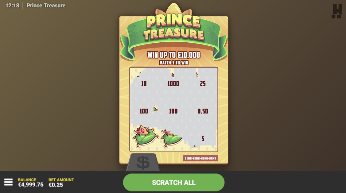 Prince Treasure Scratch Gameplay