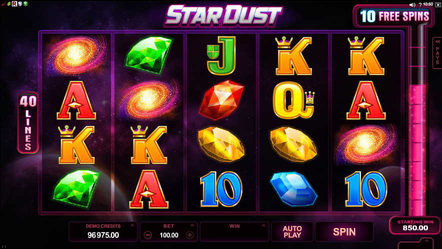 Stardust online slots game gameplay