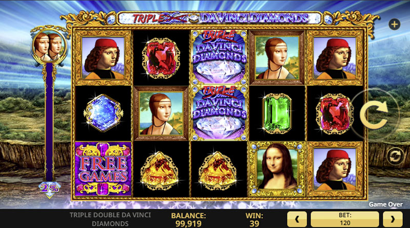 Triple Double Da Vinci Diamonds Slot Gameplay