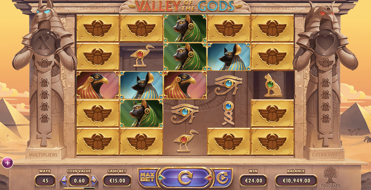 Valley of the Gods online slots game gameplay